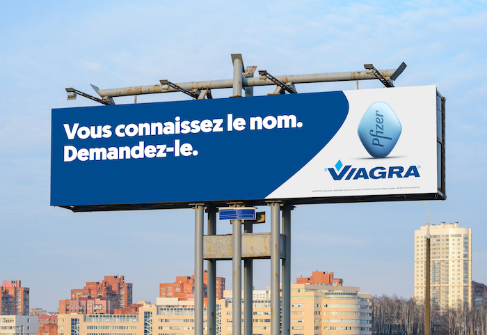 Panneau publicitaire d'une campagne de viagra