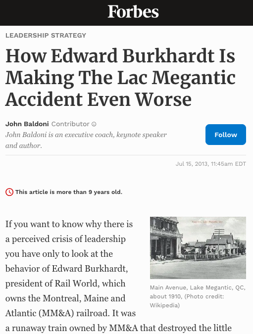 Capture d'écran d'un article de Forbes au sujet d'Edward Burkhardt